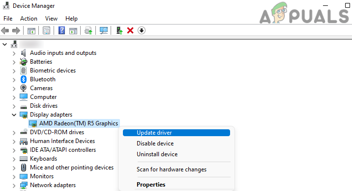 Update Driver of the Graphics Device in the Device Manager