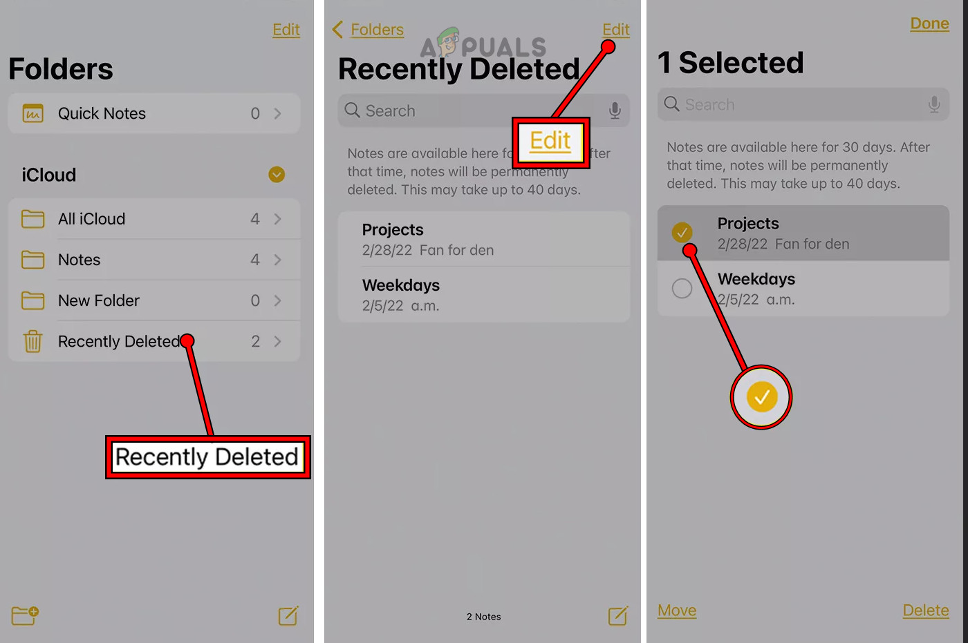 Recover the Recently Deleted Notes on the iPhone