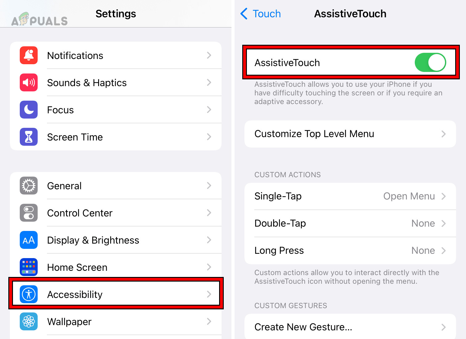 Enable Assistive Touch on the iPhone