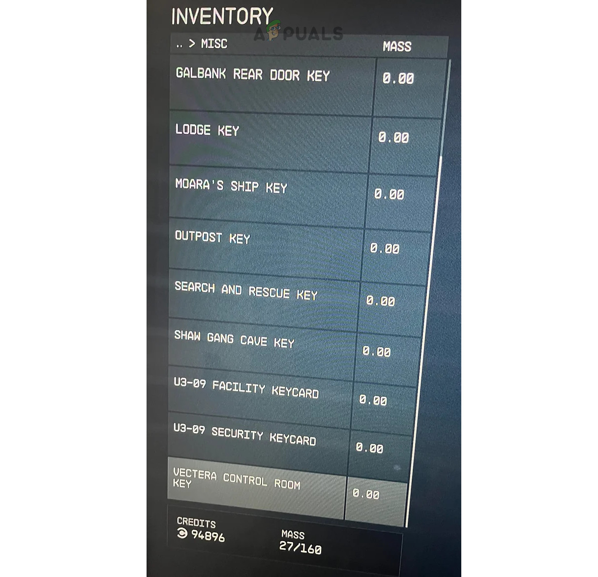 Check for Stolen Items Other Than the Misc Category in the Starfield Inventory