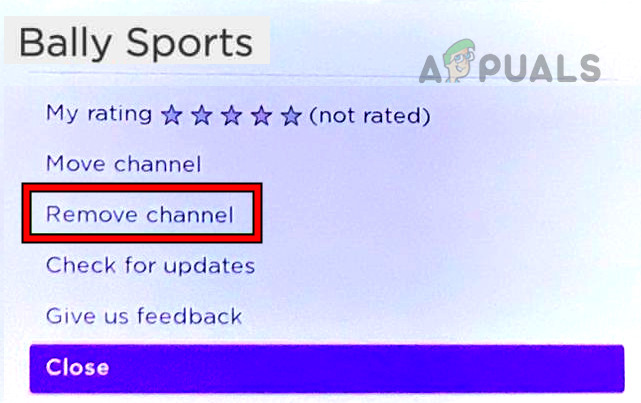 Remove Bally Sports Channel on the Roku