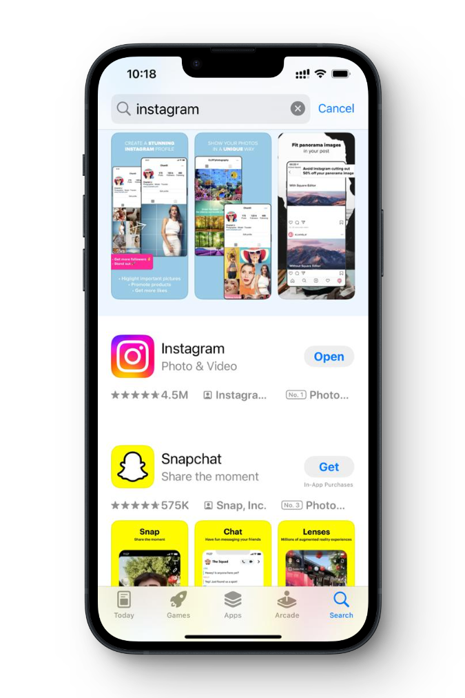 Search for Instagram App Store
