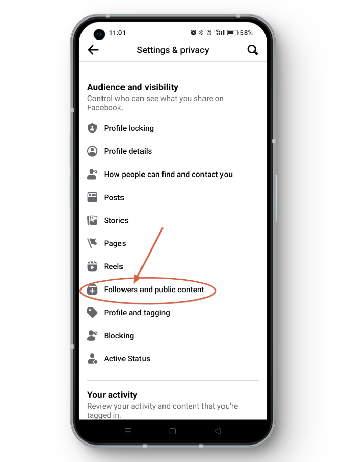 Followers and Public Content Settings 