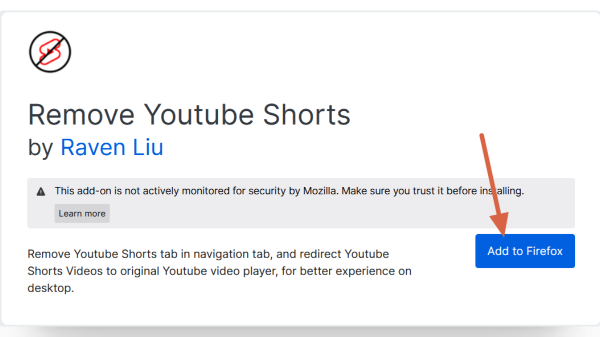 Remove YT shorts - Add to Firefox
