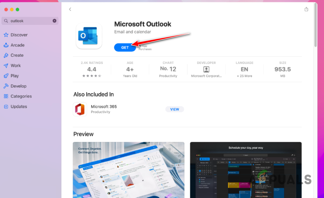 Installing Outlook via App Store