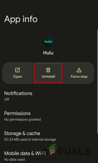 Uninstalling Hulu App