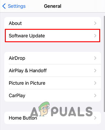 Navigating to Software Update