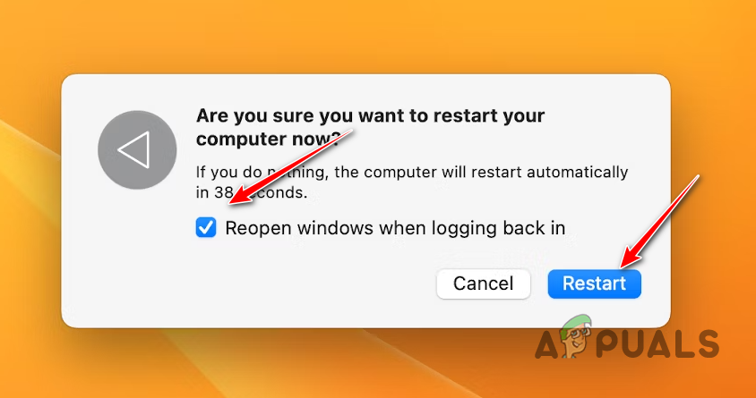 Confirming macOS Restart
