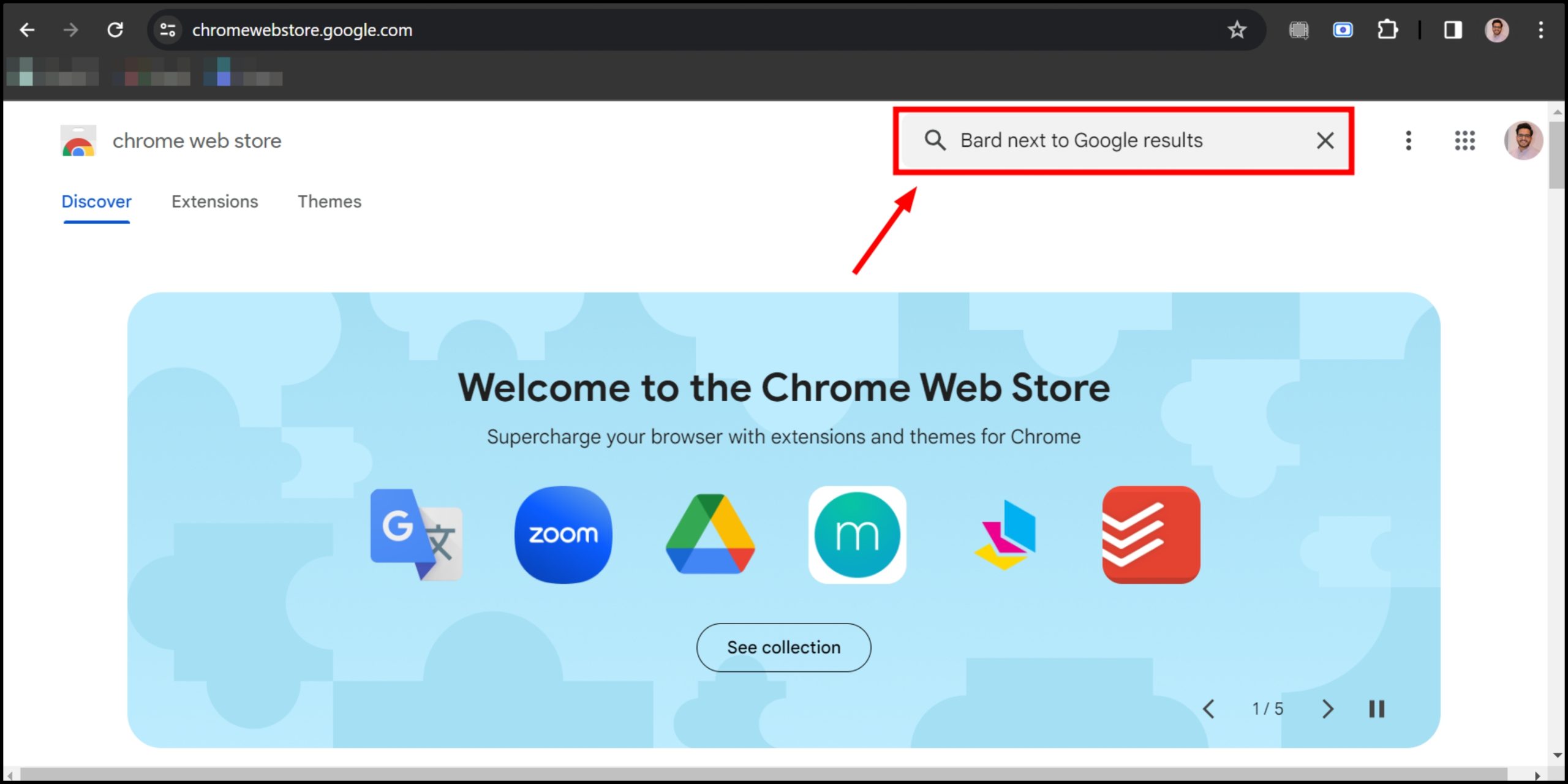 Go to the Chrome Web Store and look up Bard next to Google results Chrome extension