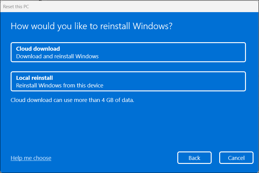 How Would You Like to Reinstall Windows