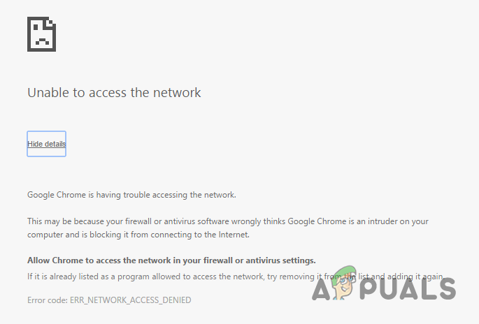 Allow Chrome to Access the Network in Your Firewall or Antivirus Error Message