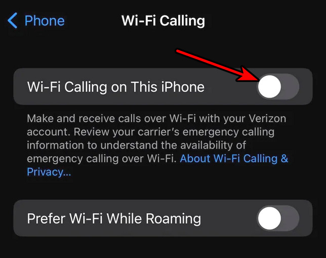 Disable Wi-Fi Calling on the iPhone