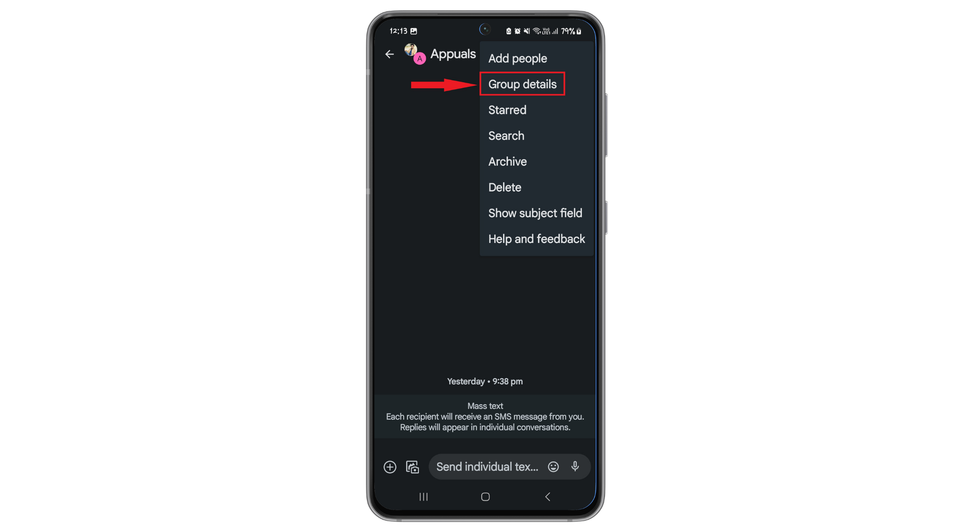 Tap on Chat Details