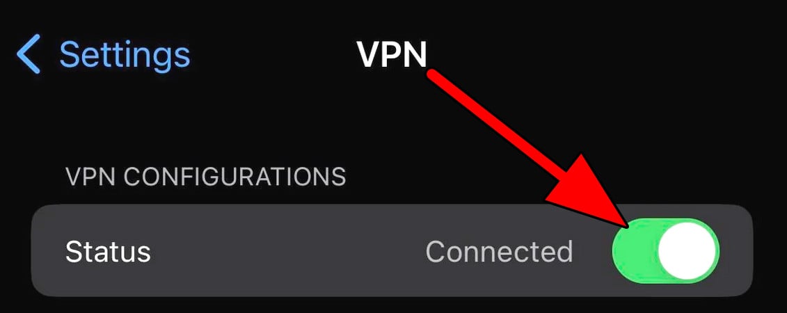 Disable VPN on the iPhone