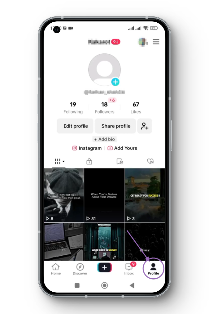 Select Profile Icon - TikTok App