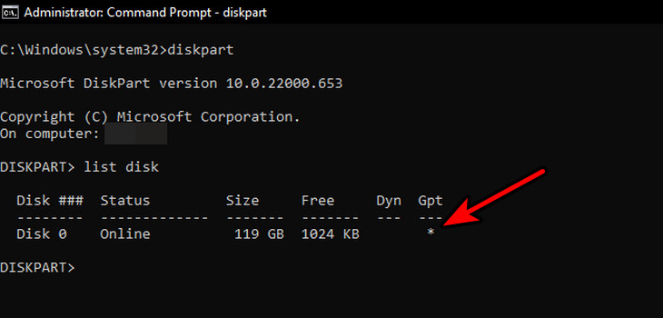 Check if the Disk is GPT or MBR