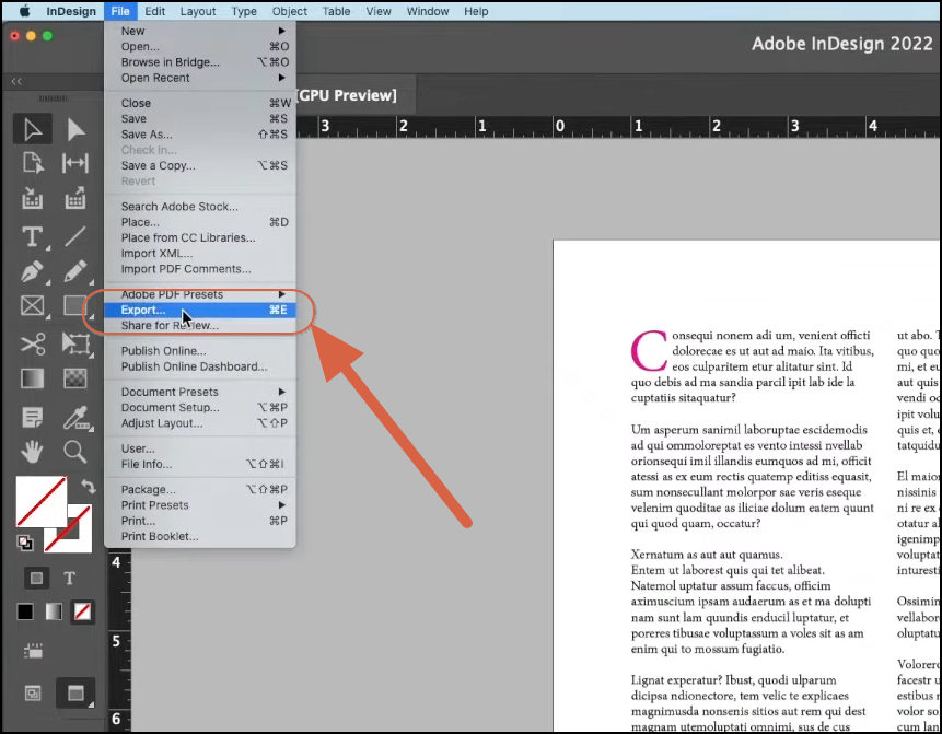 Export InDesign INDD Files