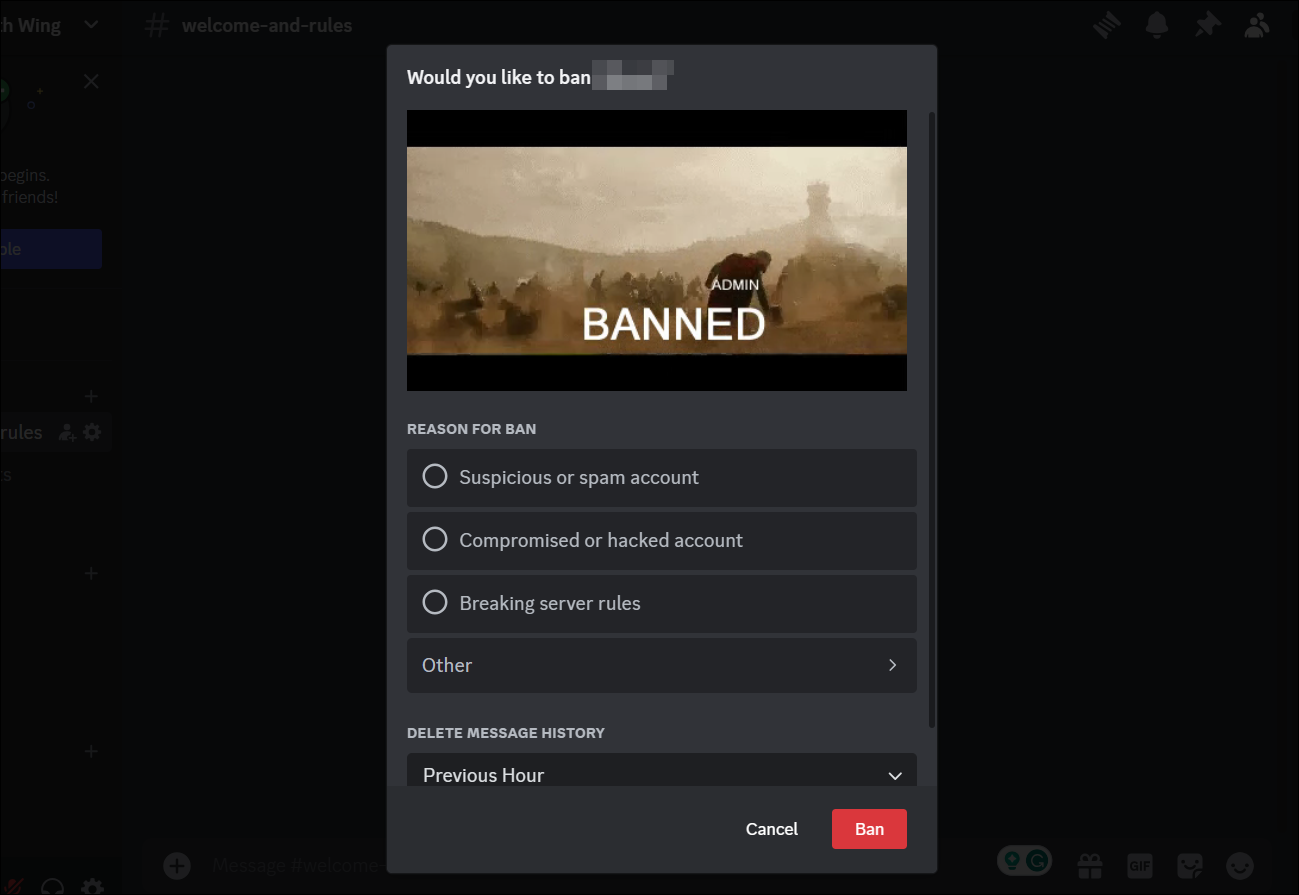 Ban on Discord