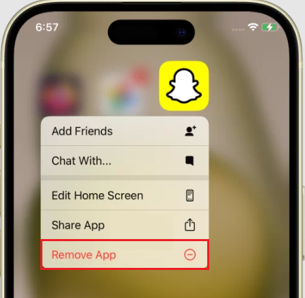 remove snapchat app iphone