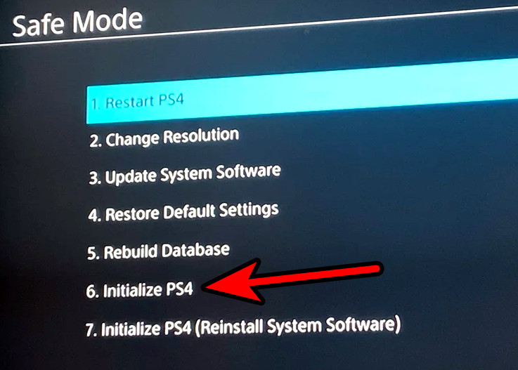 Initialize PS4 Through the Safe Mode