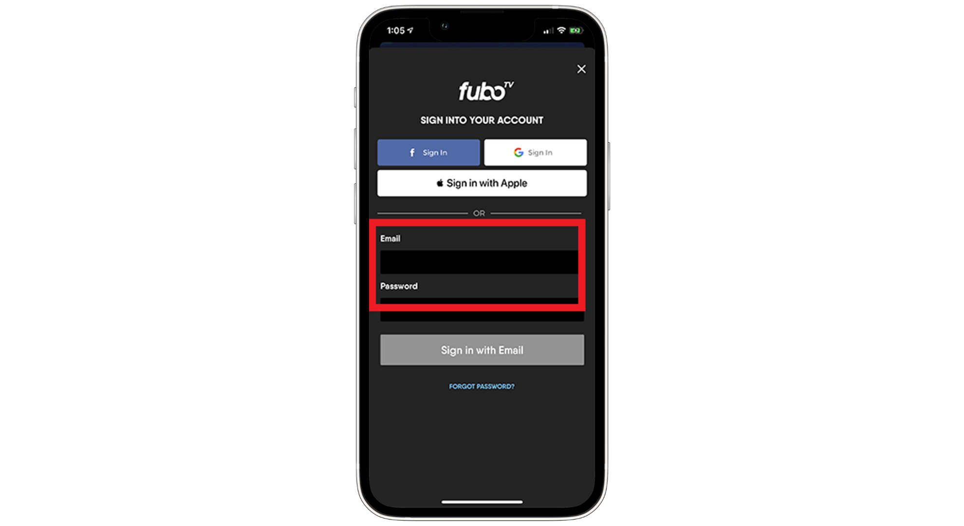 Sign into the Fubo app