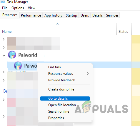 Go to Details of Palworld in the System's Task Manager