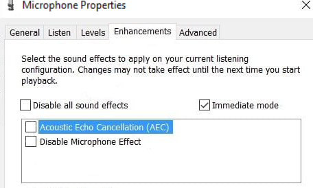 Audio Enhancement settings for mic.
