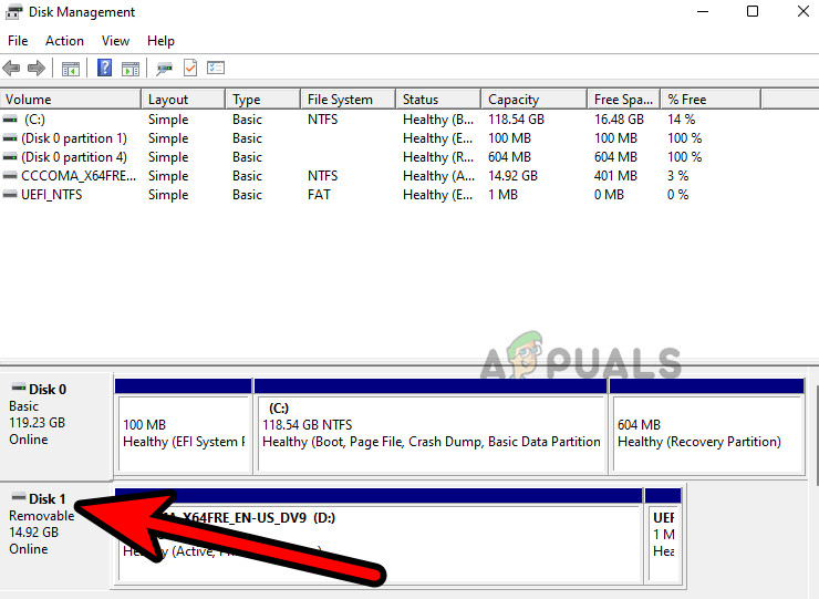Check Disk Number of the Console's Hard Disk in the Computer's Disk Management