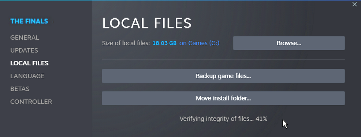 Verify the Integrity of the Game Files of The Finals