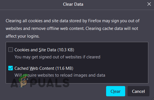 Clearing cache on Firefox