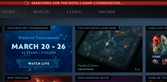 Dota 2 Searching for Game Coordinator Fix