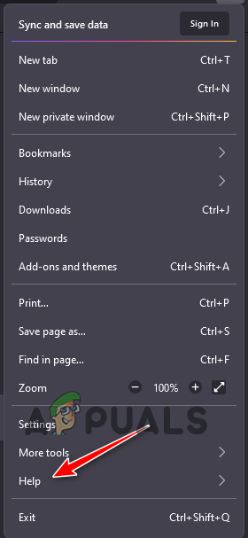 Opening Firefox Help menu