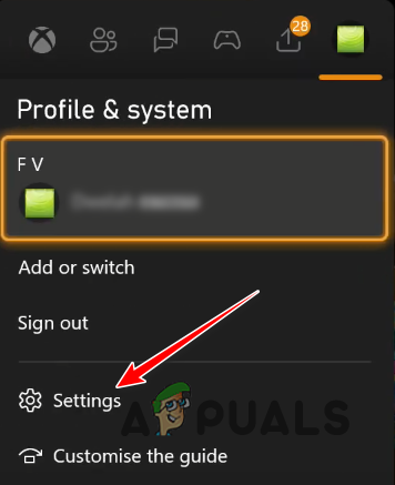 Opening Xbox Series S/X Settings