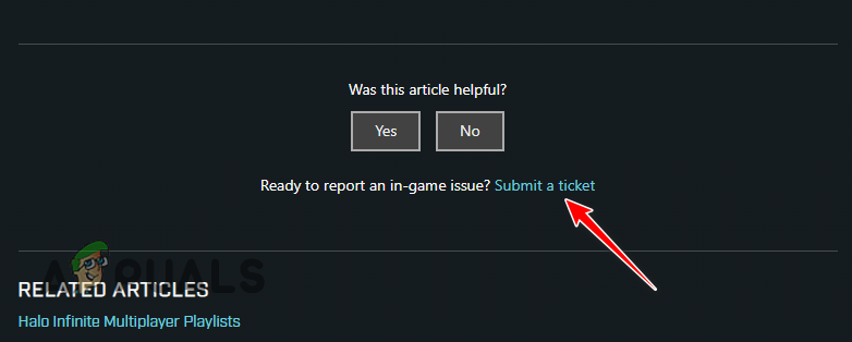 Pressing the Submit a Ticket option