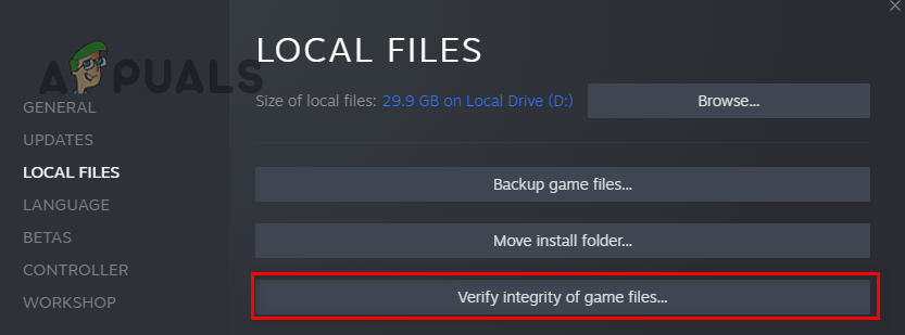 Repairing Game Files through Steam