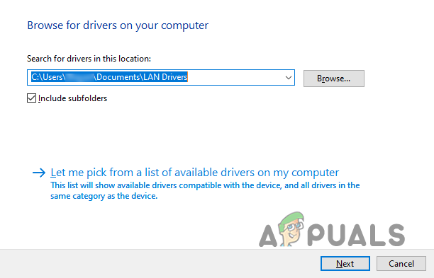 Selecting the LAN Drivers folder