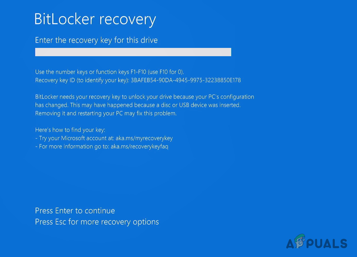 BitLocker Recovery Screen