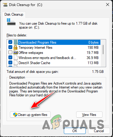 Disk Cleanup for System Files