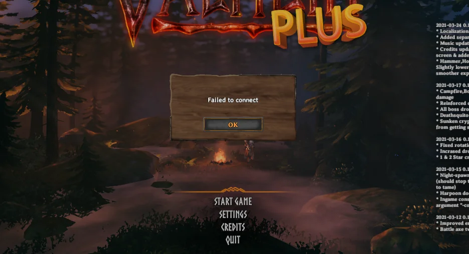 Failed to connect issue in Valheim