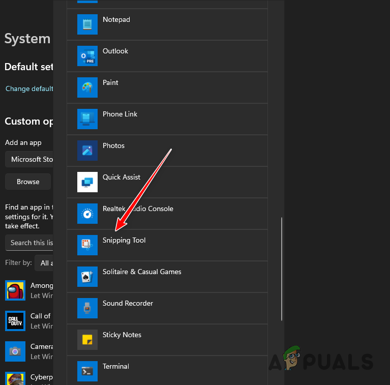 Adding Snipping Tool to Graphics Apps List
