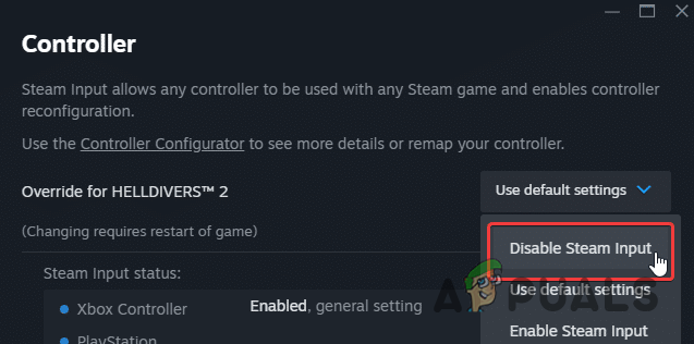 Disabling Steam Input in Helldivers 2