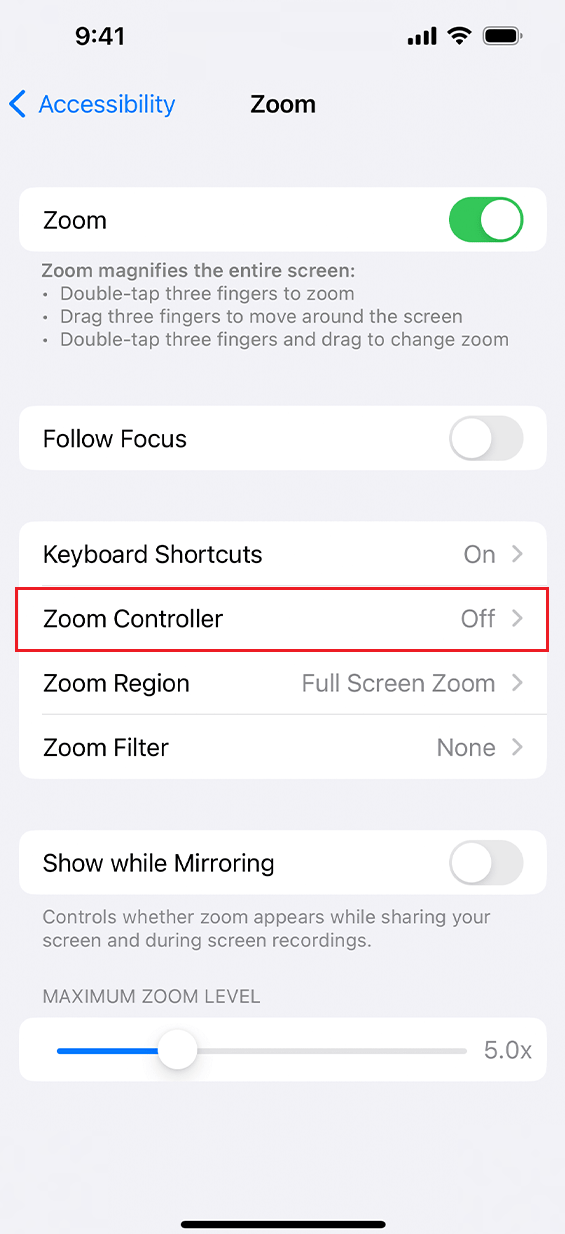 Zoom Controller iPhone