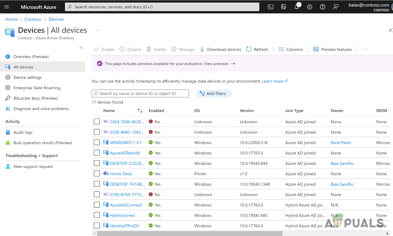 Microsoft Azure Active Directory Devices