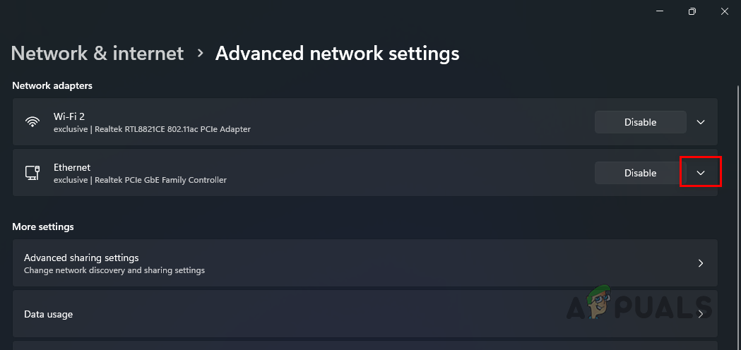 Revealing Network Adapter Options
