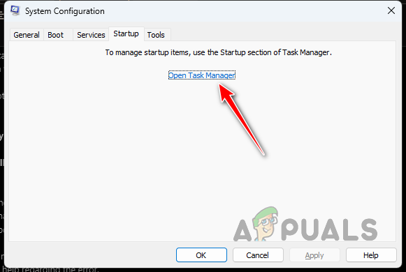 Opening Task Manager via System Configuration