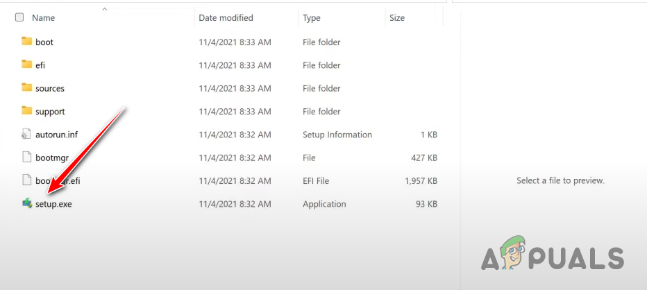 Running Windows Setup File