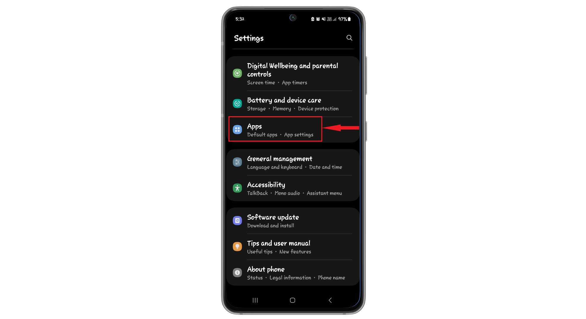Go to Apps settings