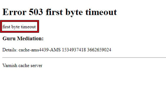 Error 503 First Byte Timeout