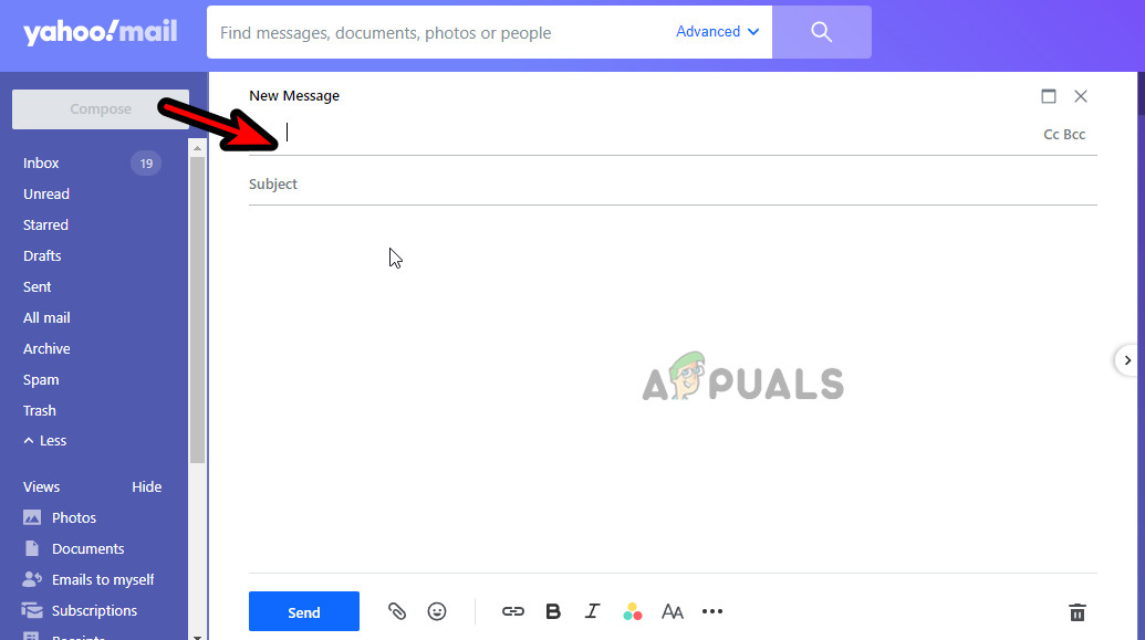 Compose a New Email Message in Yahoo