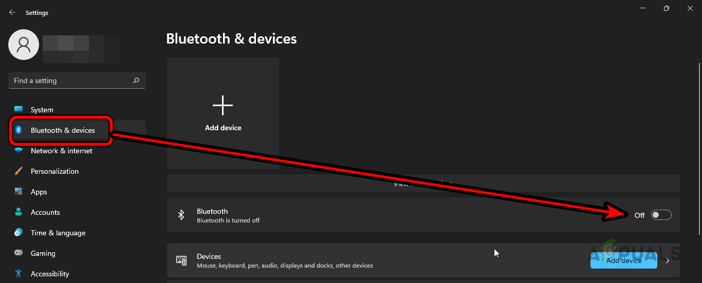 Disable Bluetooth in the Windows Settings